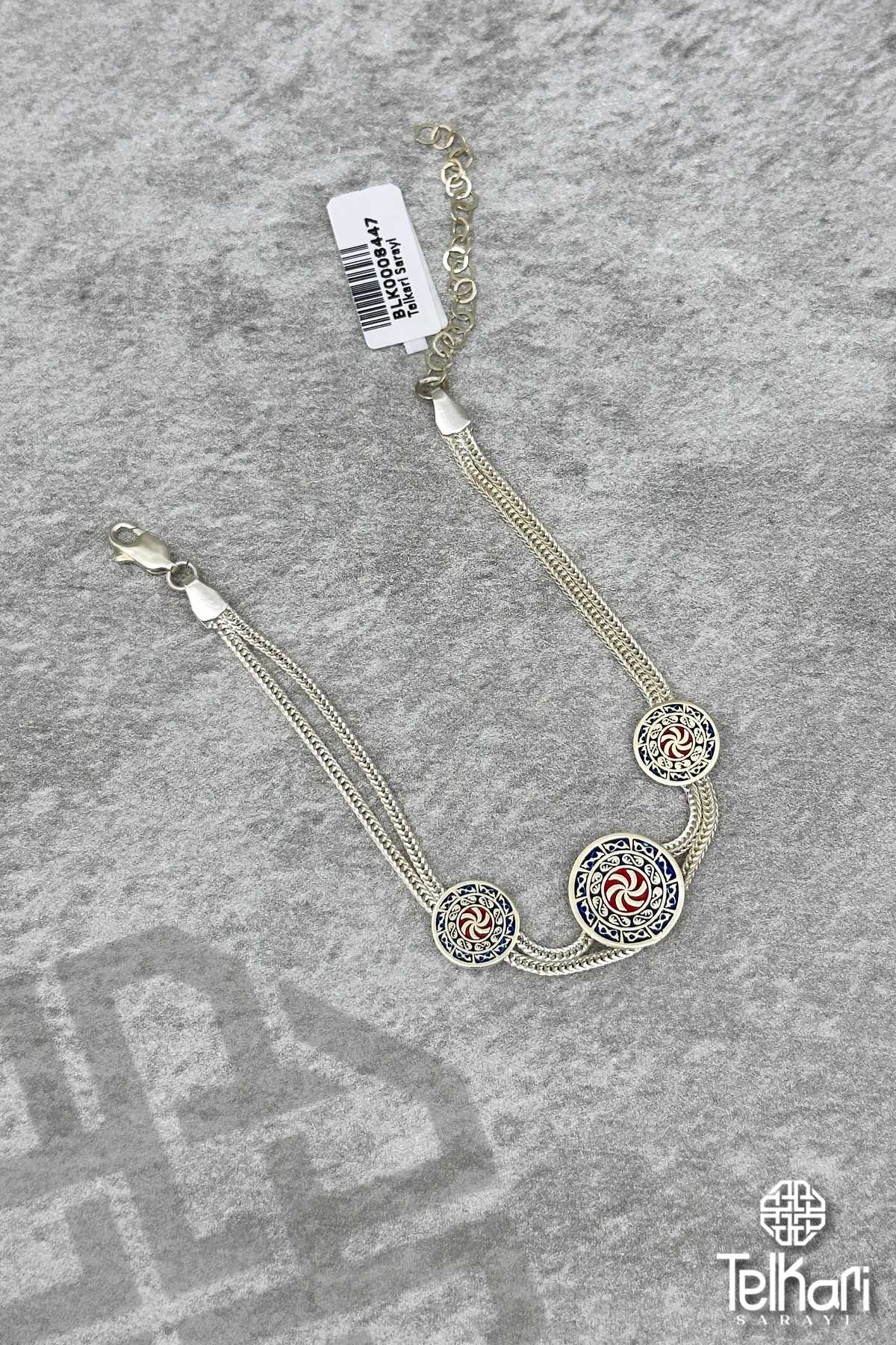 Otantik Motifli El Örmesi Midyat Hasırı Gümüş Bileklik