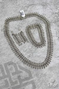 Kırk Ayak Model Midyat Oksitli Telkari Gümüş Üçlü Set