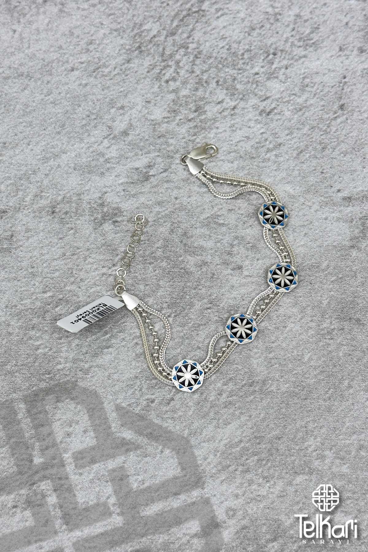 Otantik Desenli Midyat Hasırı Gümüş Bileklik