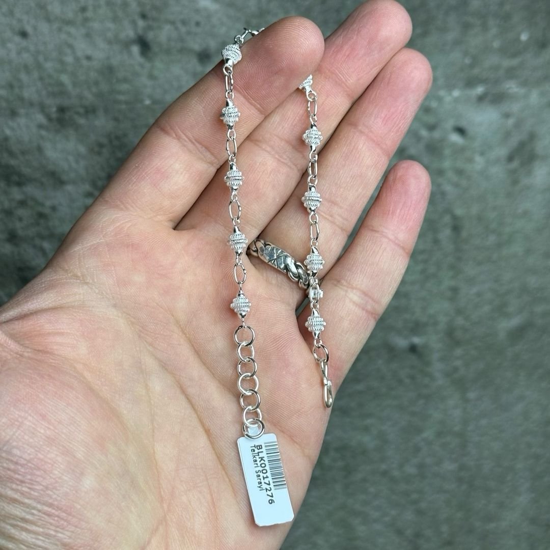 Top Kişniş Model İşlemeli 925 Ayar Telkari Gümüş Bileklik