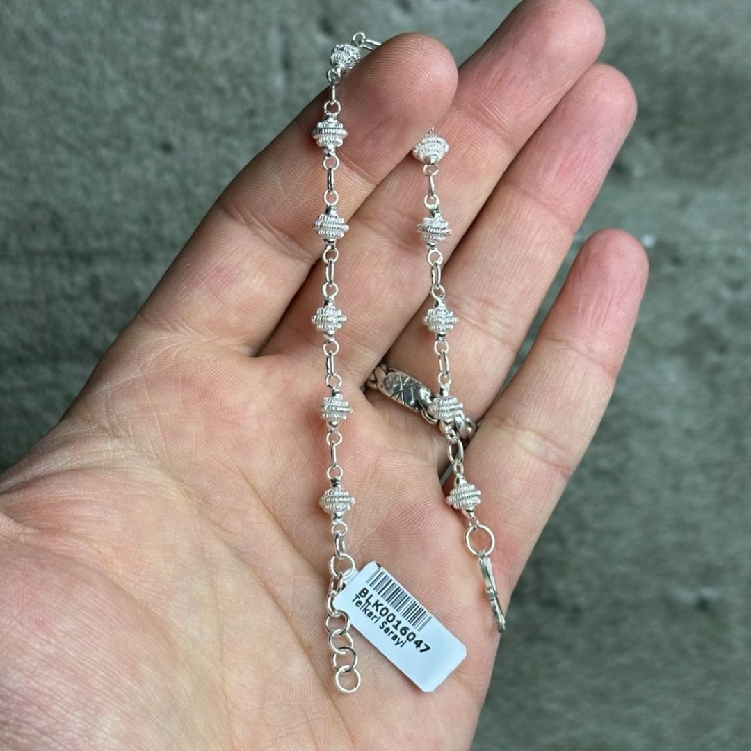 Sıralı Kişniş Model 925 Ayar Telkari Gümüş Bileklik