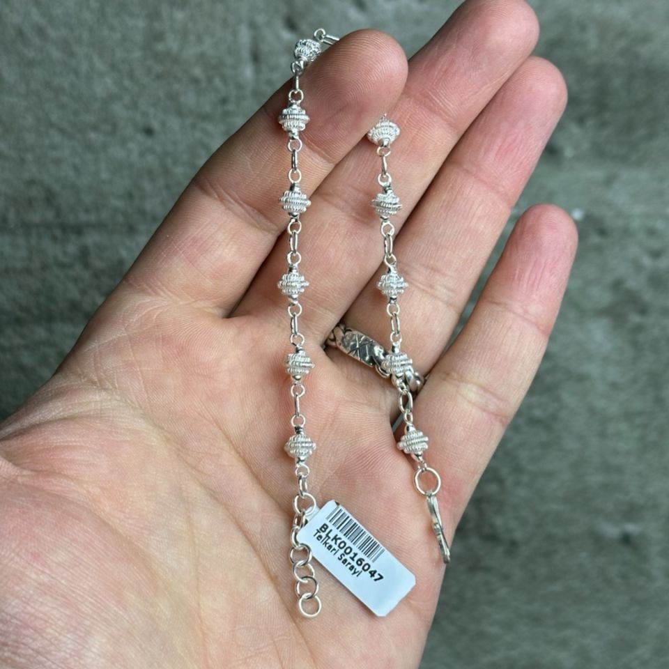 Sıralı Kişniş Model 925 Ayar Telkari Gümüş Bileklik