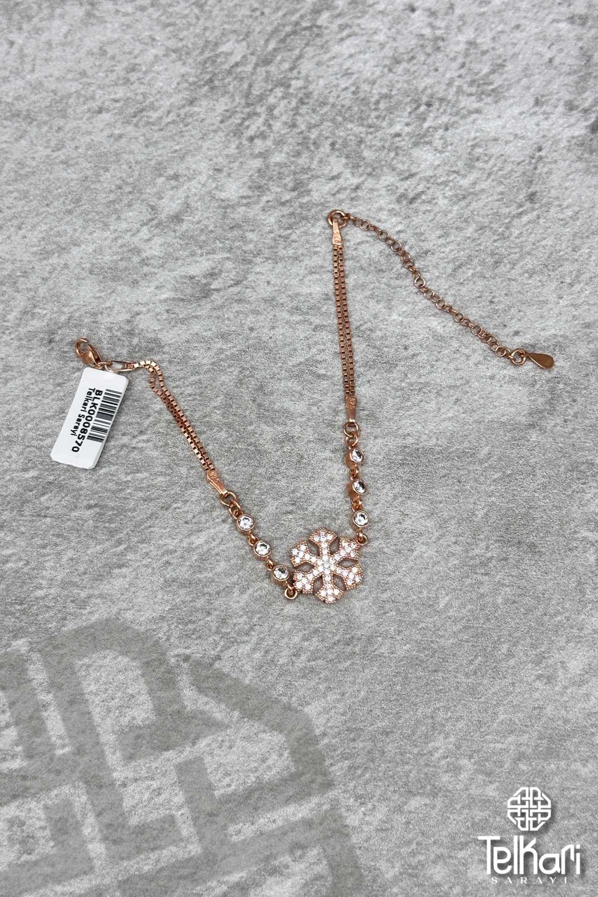 Kar Tanesi Taşlı Rose Gümüş Bileklik