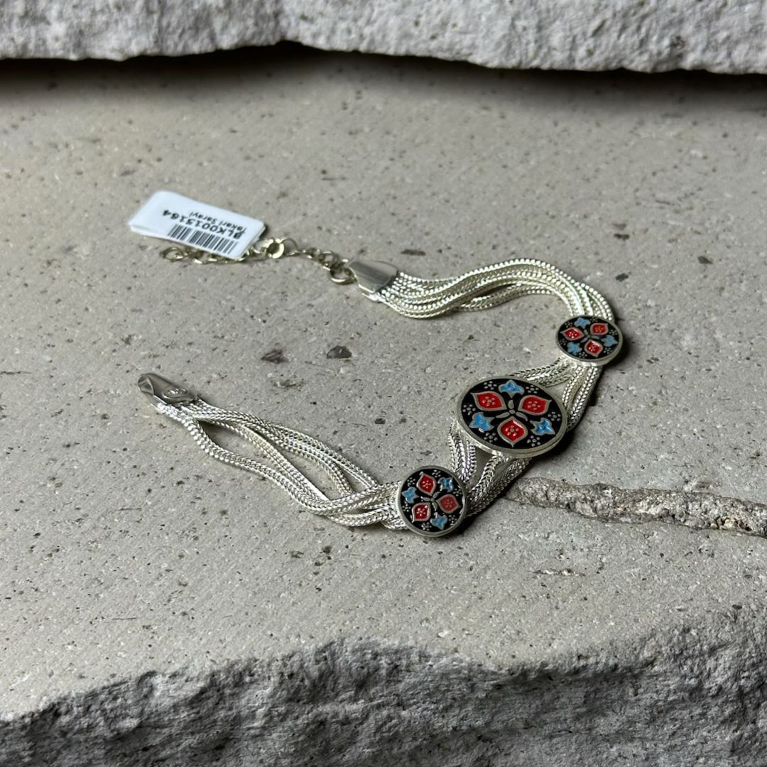 Mineli Otantik 925 Ayar Gümüş Örgü Model Midyat Hasırı Bileklik