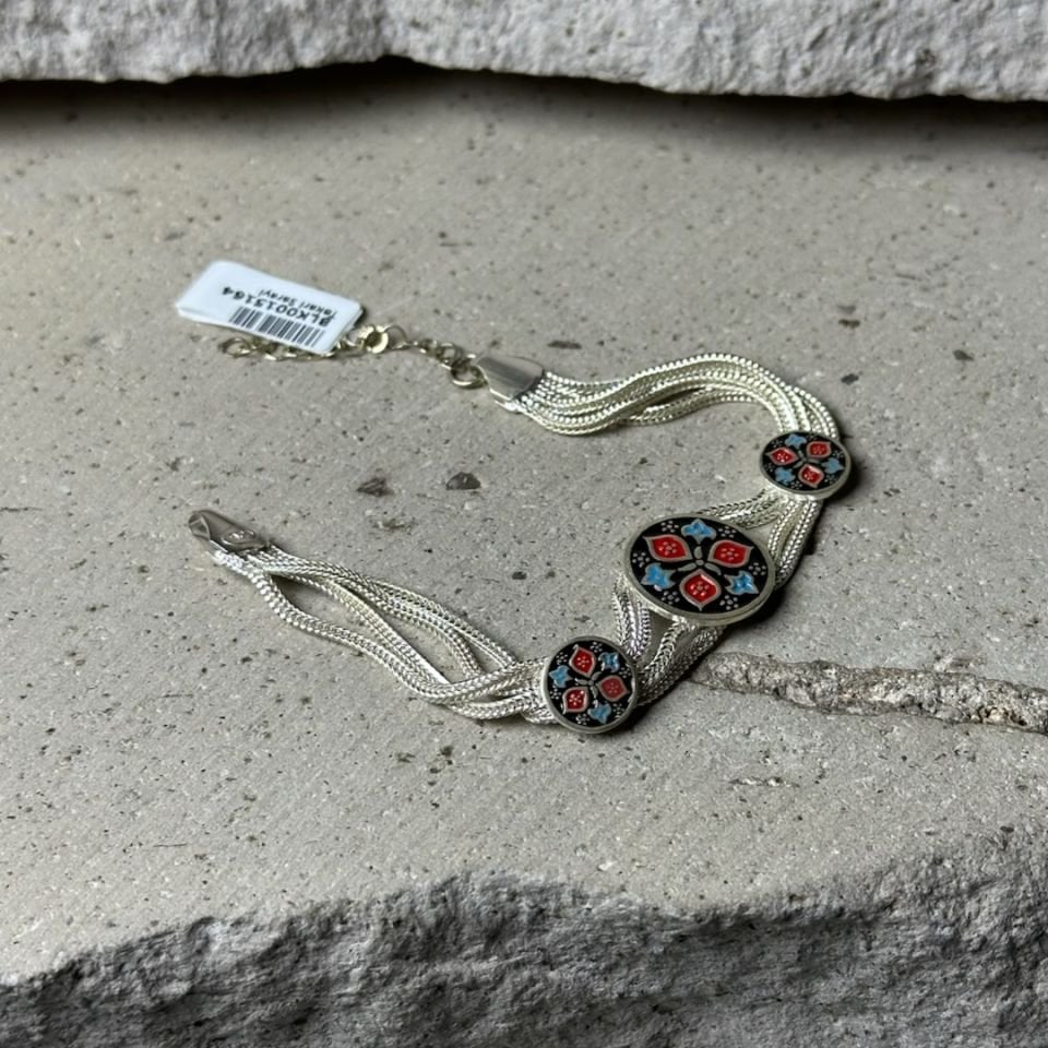 Mineli Otantik 925 Ayar Gümüş Örgü Model Midyat Hasırı Bileklik