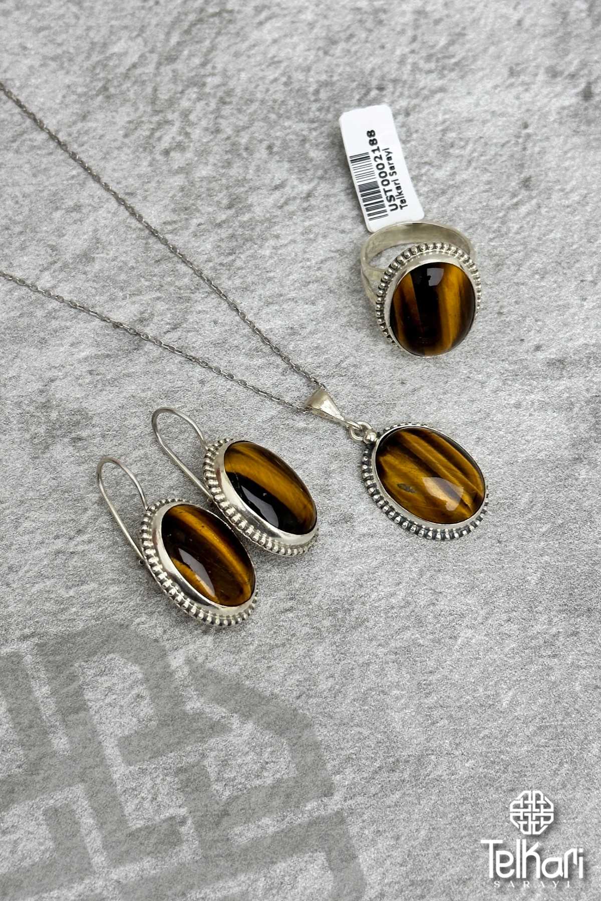 Kaplangözü Taşlı Gümüş Üçlü Set