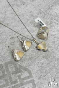 Sedef Taşlı Gümüş Üçlü Set