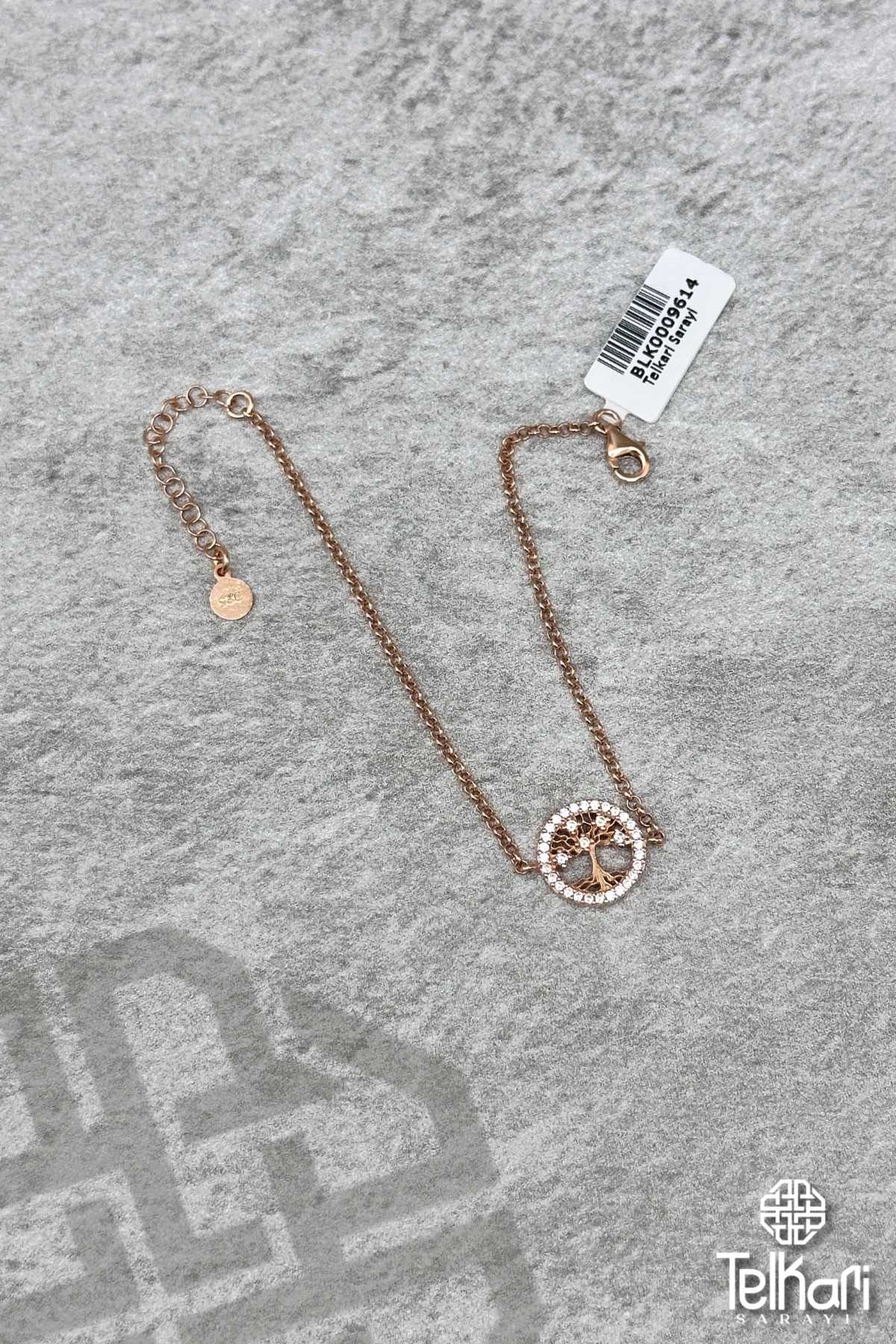 Hayat Ağacı Rose Gümüş Bileklik