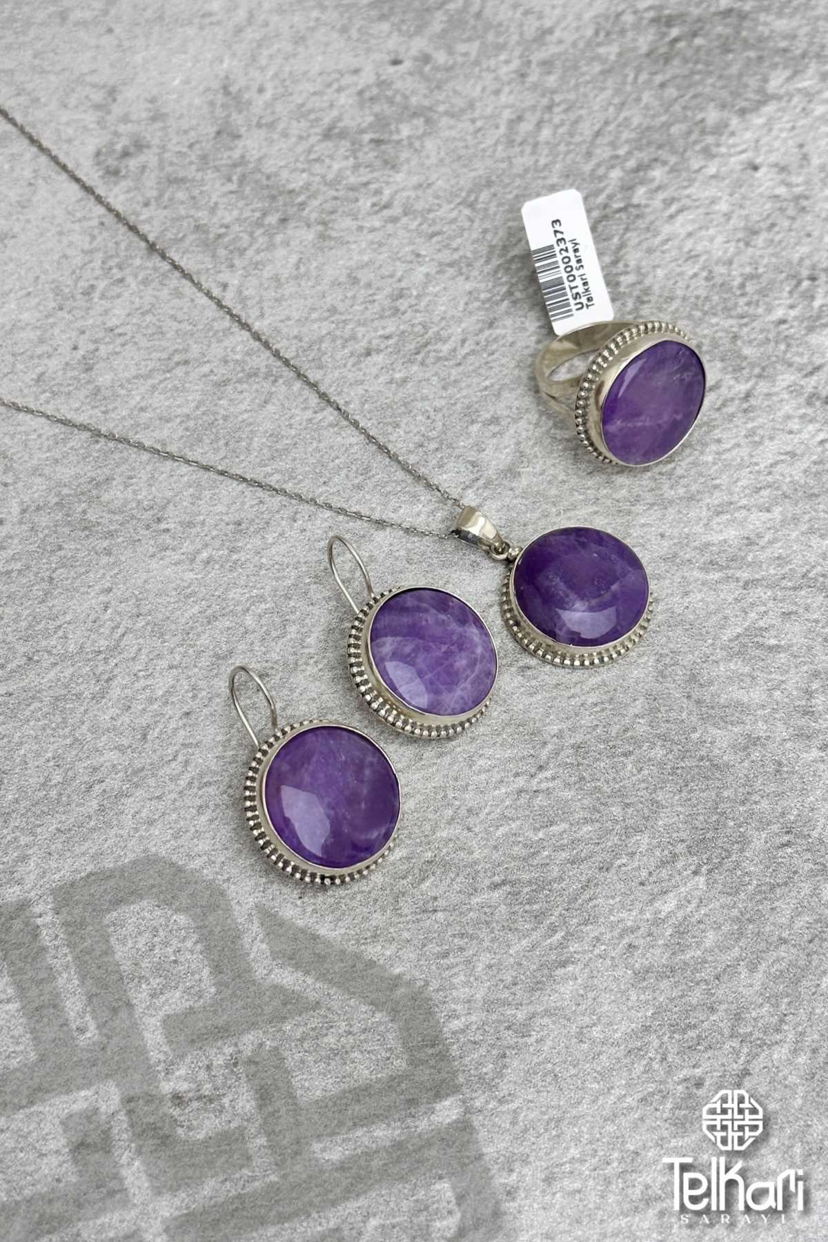 Ametist Taşlı Gümüş Üçlü Set