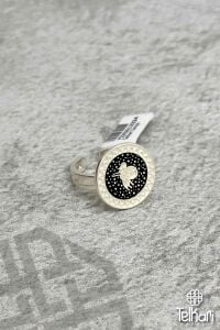 Osmanlı Tuğralı Mine İşlemeli Midyat Hasırı Gümüş Yüzük