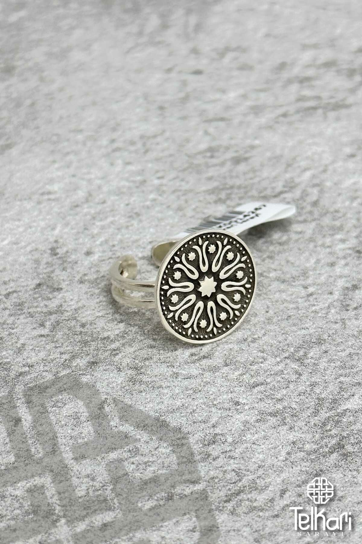 Mine İşlemeli Midyat Hasırı Gümüş Yüzük