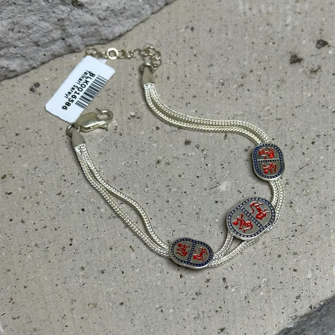 İnsan At Figürlü Otantik 925 Ayar Midyat Hasırı Gümüş Bileklik