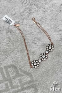 Çiçek Desenli Rose Gümüş Bileklik