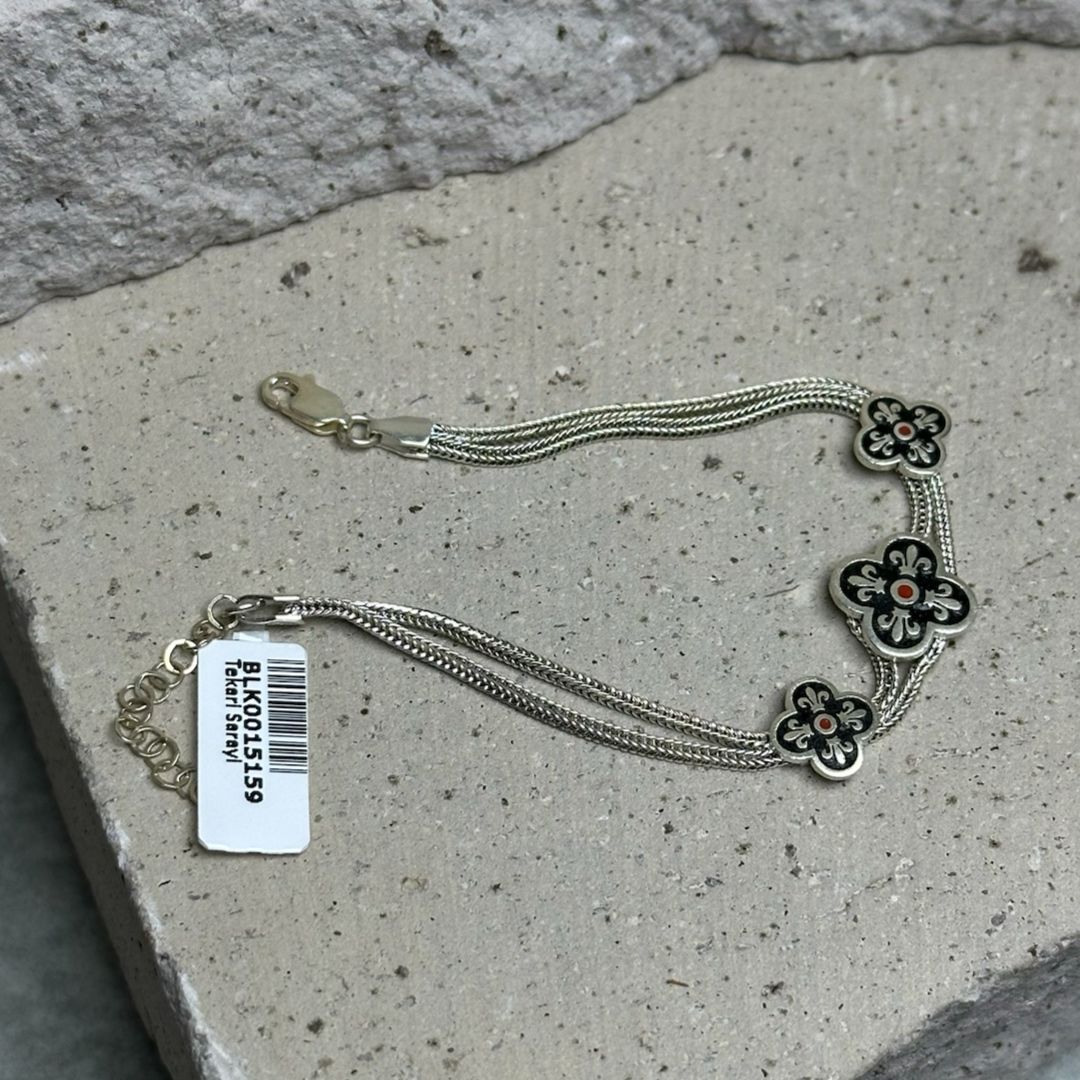 Yonca Model 925 Ayar Midyat Hasırı Gümüş Bileklik