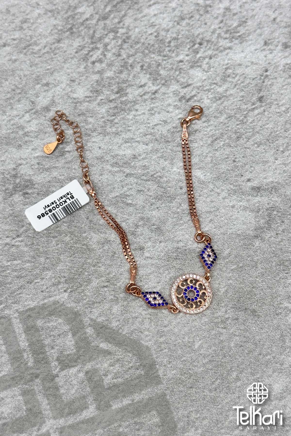 Nazarlı Ay Yıldız Rose Gümüş Bileklik