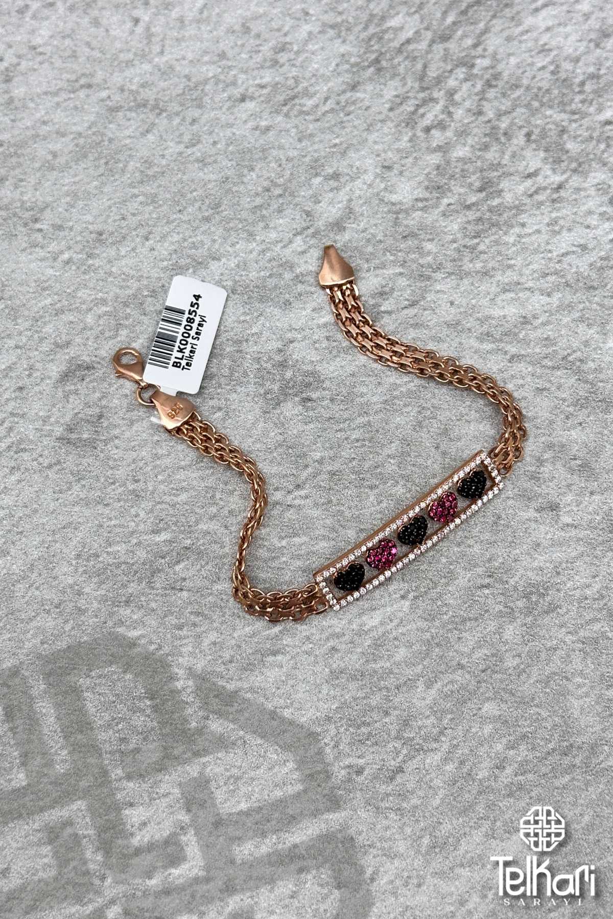 Kalpli Künye Rose Gümüş Bileklik