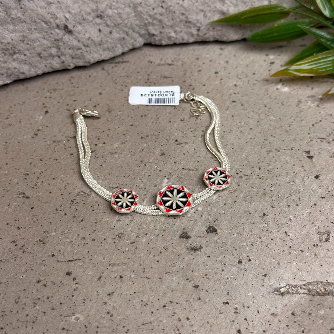 Papatya Model El İşi 925 Ayar Midyat Hasırı Oksitli Gümüş Bileklik