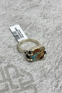 Kare Model Firuze Taşlı Otantik Gümüş Yüzük