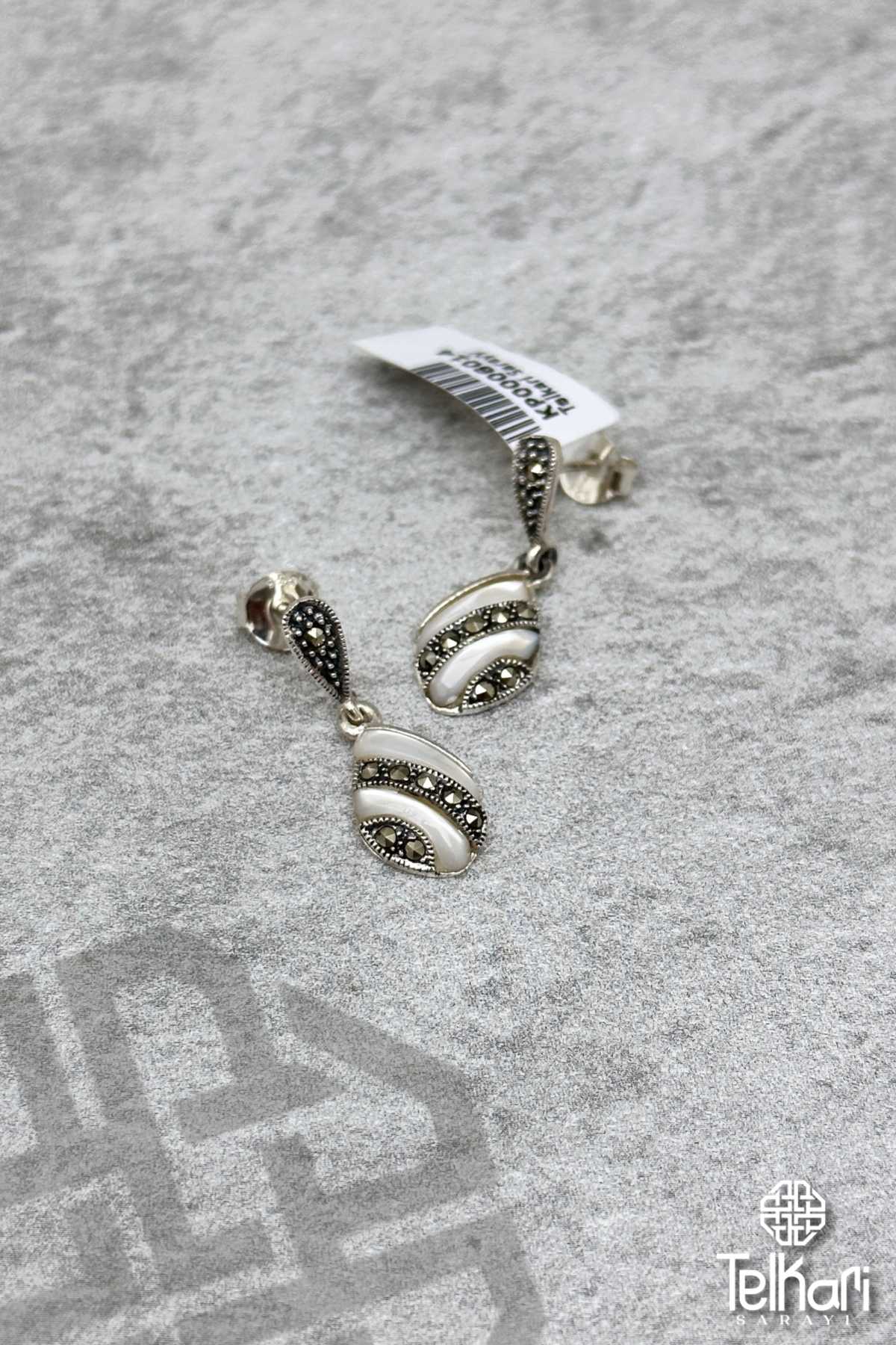 Sallantılı Model Sedef Taşlı Gümüş Markazit Küpe