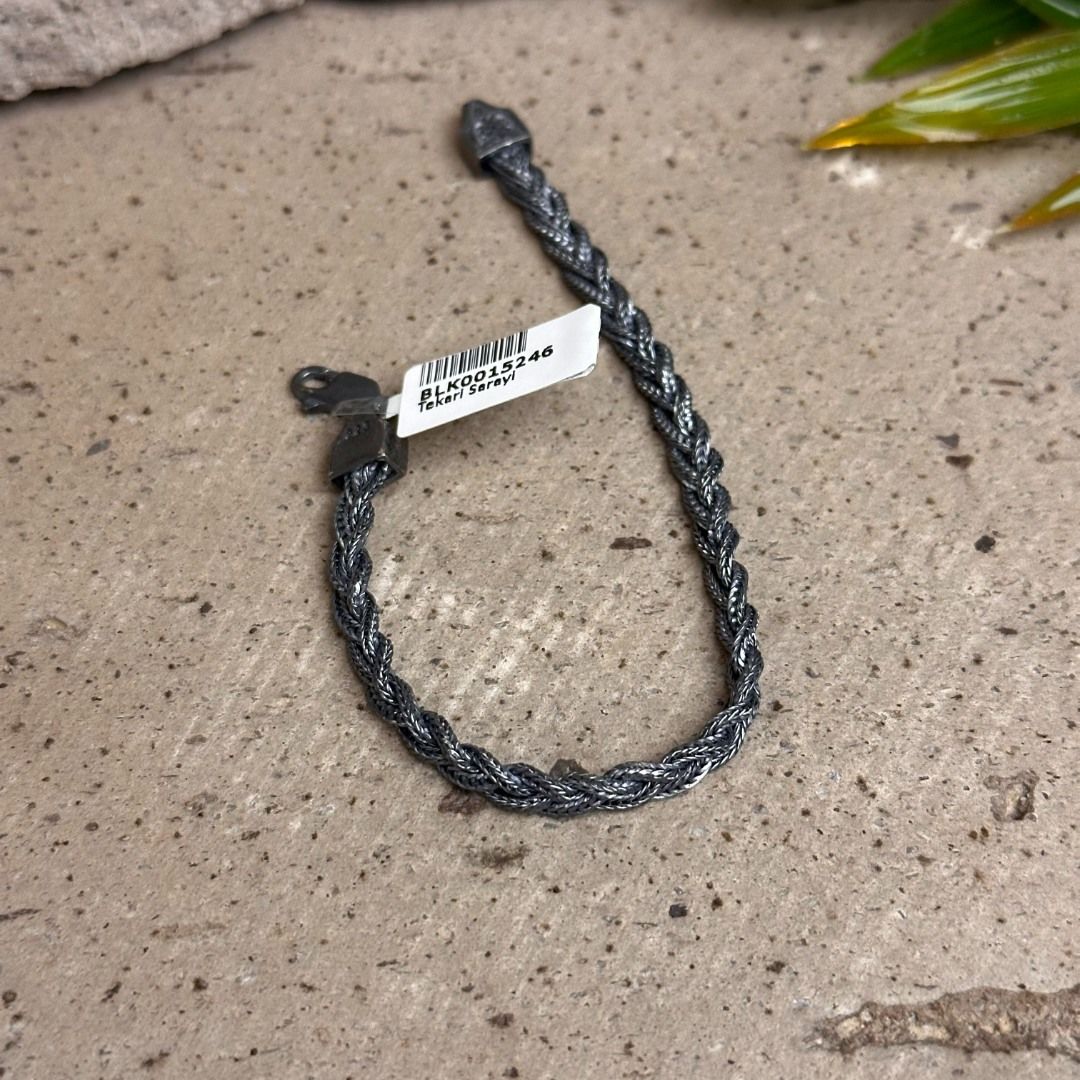 Oksitli Saç Örgüsü 925 Ayar Midyat Hasırı Gümüş Bileklik