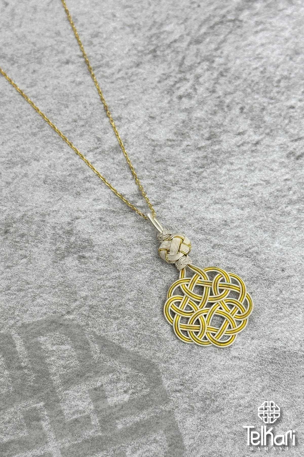 Sarı Kazaziye Gümüş Kolye