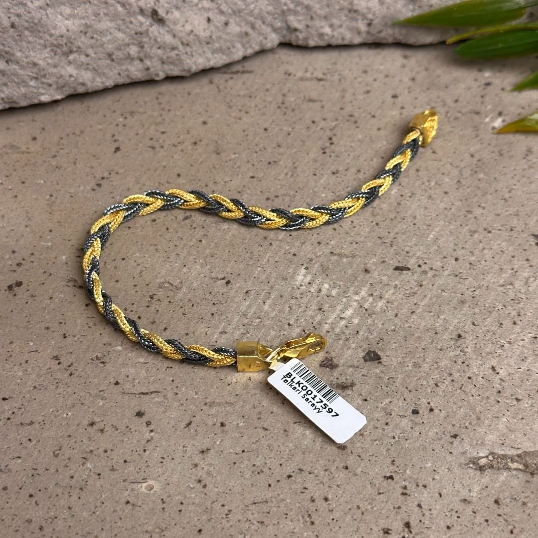 Çift Renkli Saç Örgü Model 925 Ayar Gümüş Midyat Hasırı Bileklik