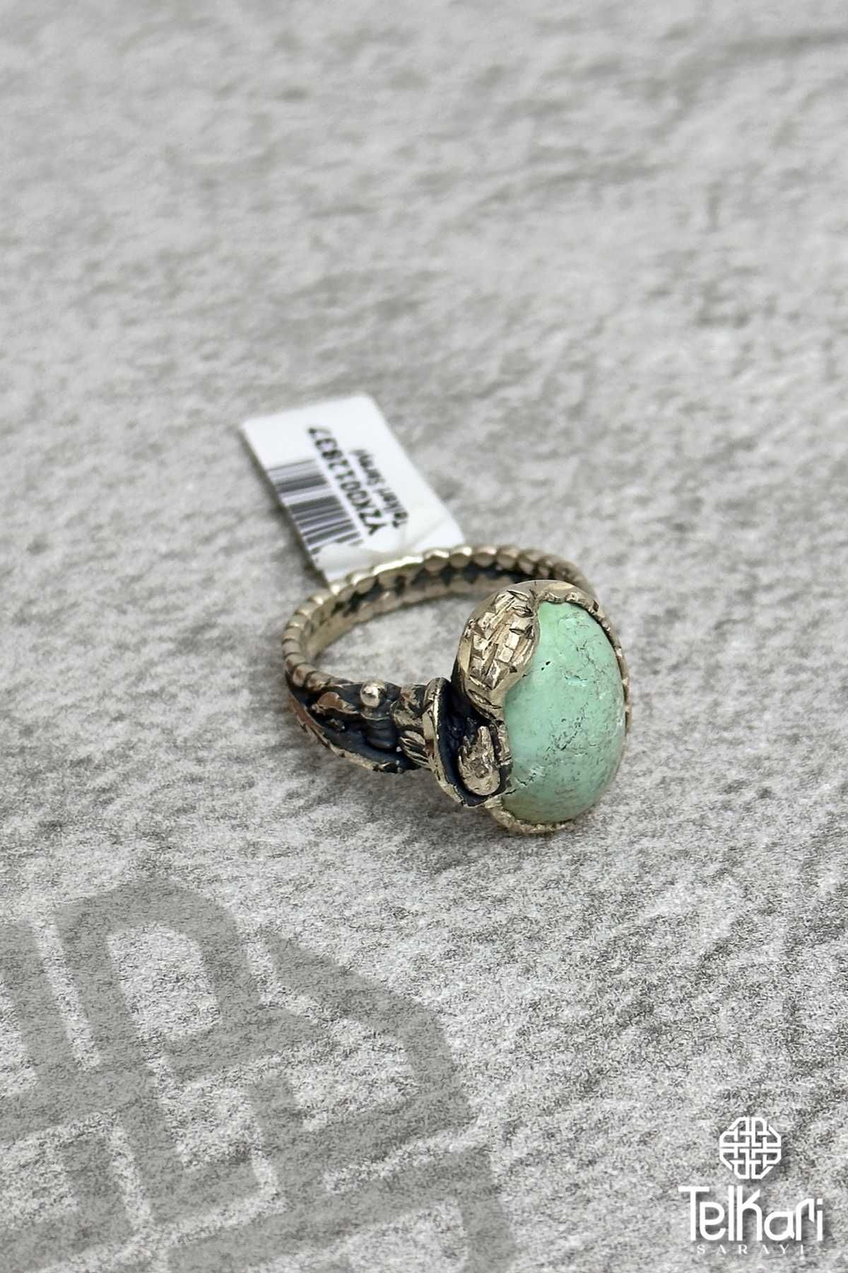 Firuze Taşlı Eskitme Otantik Gümüş Yüzük