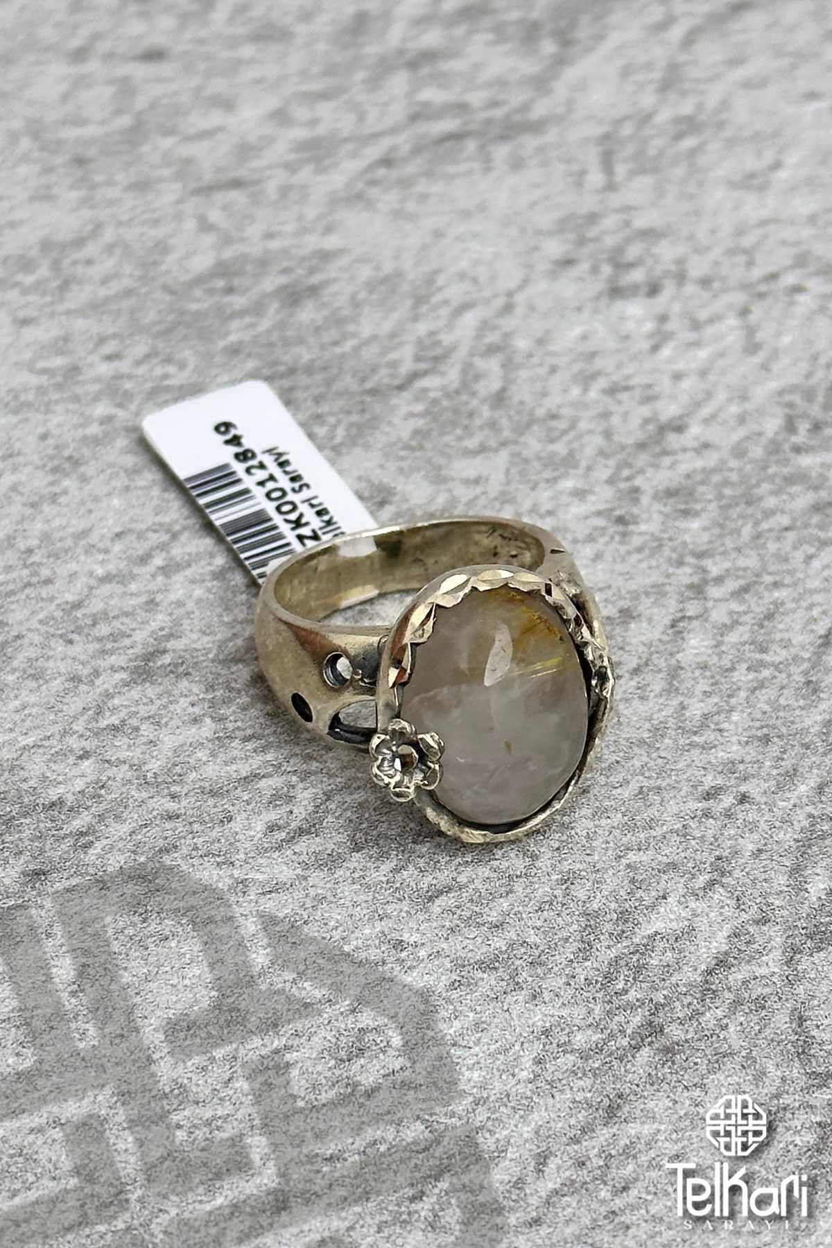 Beyaz Akik Taşlı Otantik Gümüş Yüzük