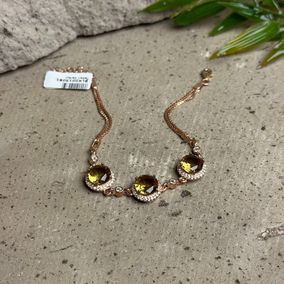 Rose Kaplama Renk Değiştiren Sultan Taşlı Gümüş Bileklik