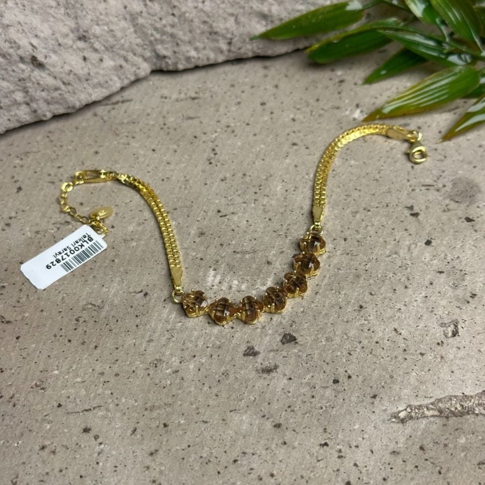 Yonca Model Renk Değiştiren Sultan Taşlı Gold Gümüş Bileklik