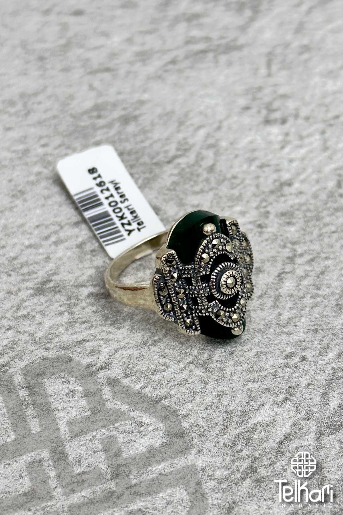 Özel Tasarım Taşlı Markazit Gümüş Yüzük