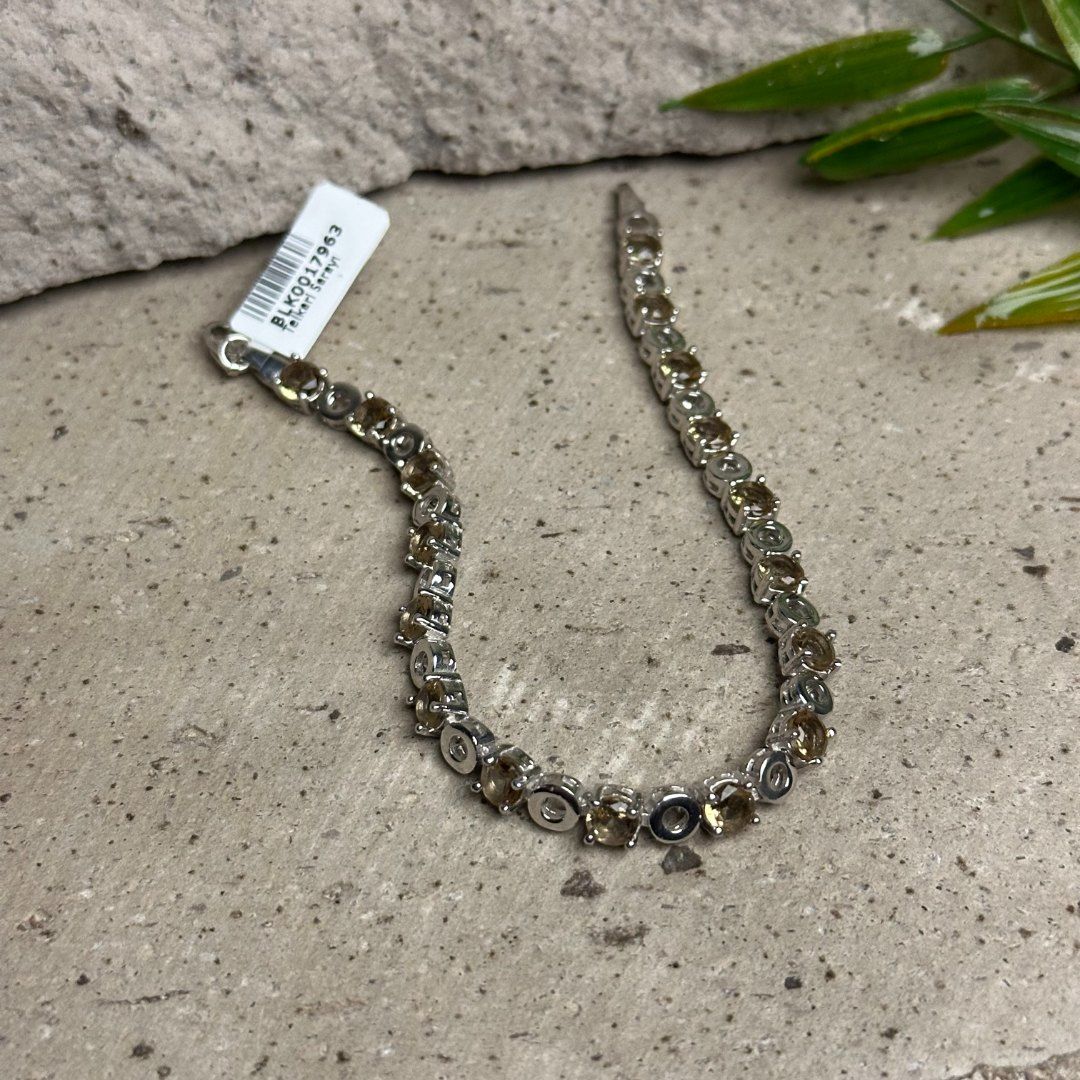 Baget Model Su Yolu Renk Değiştiren Sultan Taşlı Gümüş Bileklik