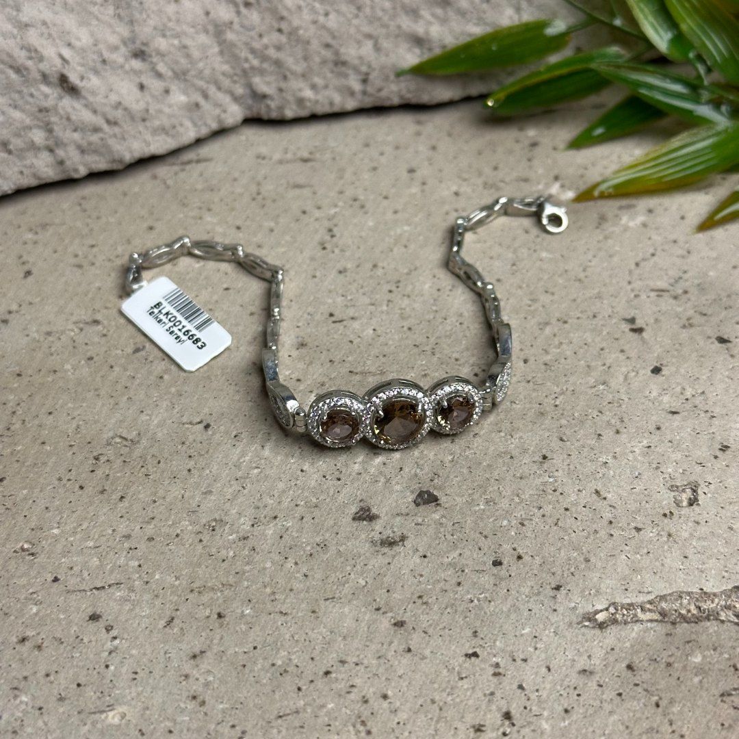 Üç Taş Tasarım Renk Değiştiren Sultan Taşlı Gümüş Bileklik