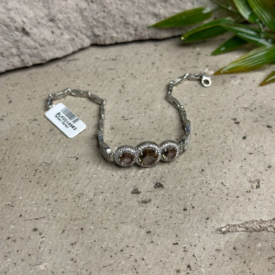 Üç Taş Tasarım Renk Değiştiren Sultan Taşlı Gümüş Bileklik