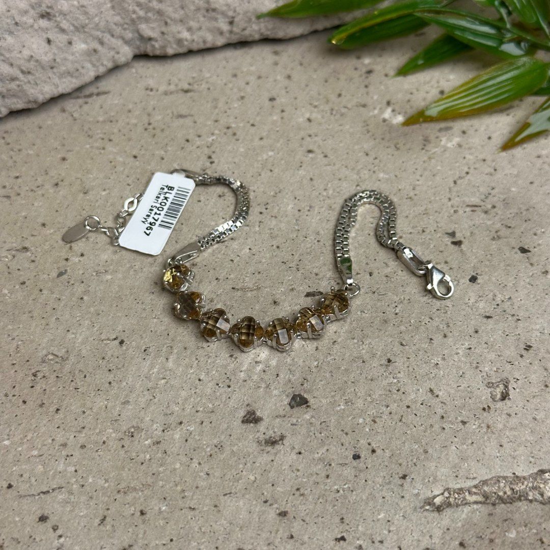 Renk Değiştiren Sultan Taşlı Yonca Model Gümüş Bileklik