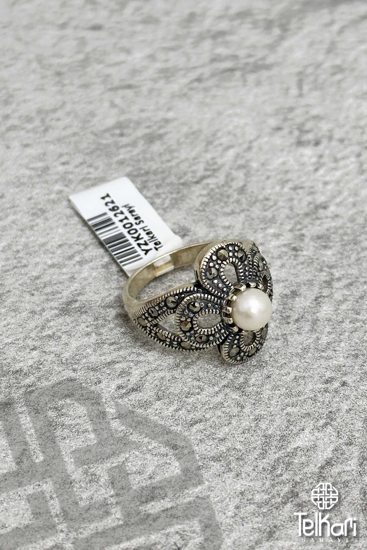 Sedef Taşlı Papatya Model Markazit Gümüş Yüzük