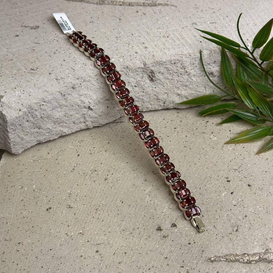 Yakut Taşlı Otantik Model 925 Ayar Gümüş Kadın  Bileklik