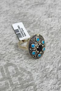 Firuze Ve Safir Taşlı Markazit Gümüş Yüzük