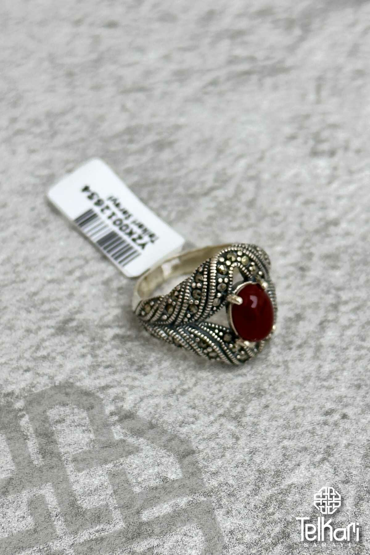 Akik Taşlı Markazit Gümüş Yüzük