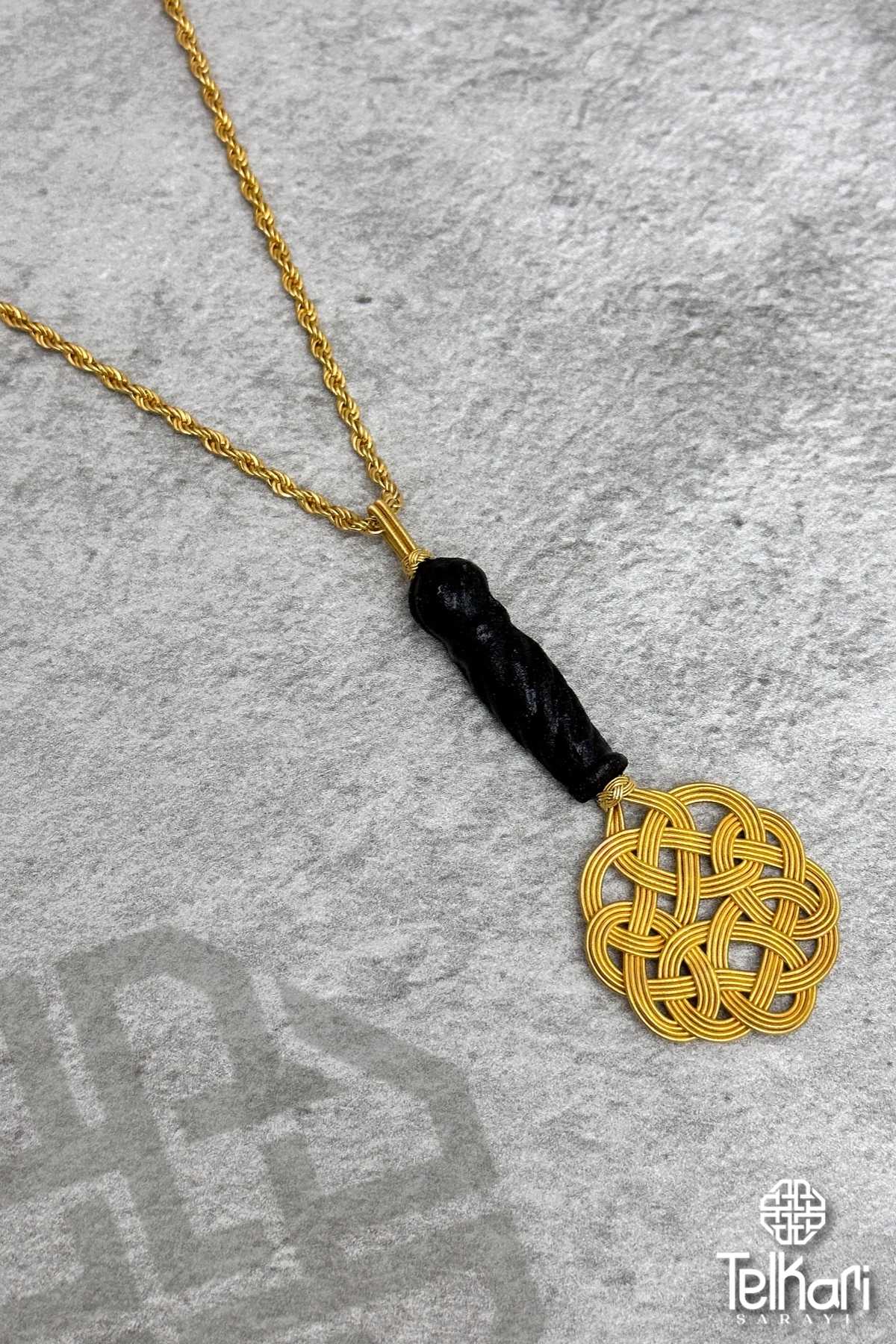 Aşk Düğümü Kazaziye Gold Gümüş Kolye