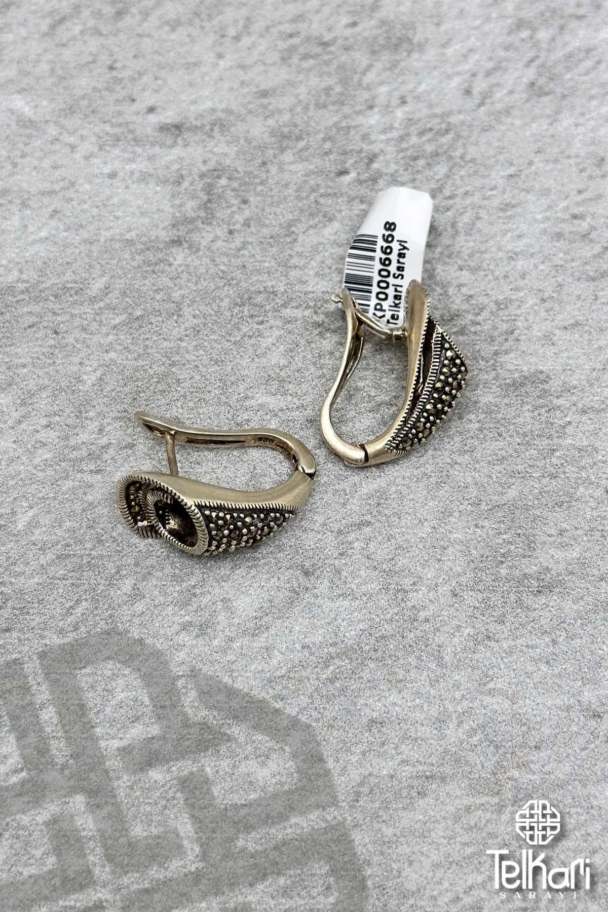 Özel Tasarım Gümüş Markazit Küpe