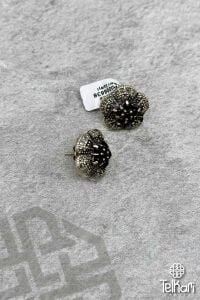 Çiçek Model Onix Taşlı Gümüş Markazit Küpe