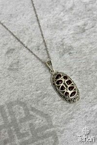 Akik Taşlı Markazit Gümüş Kolye