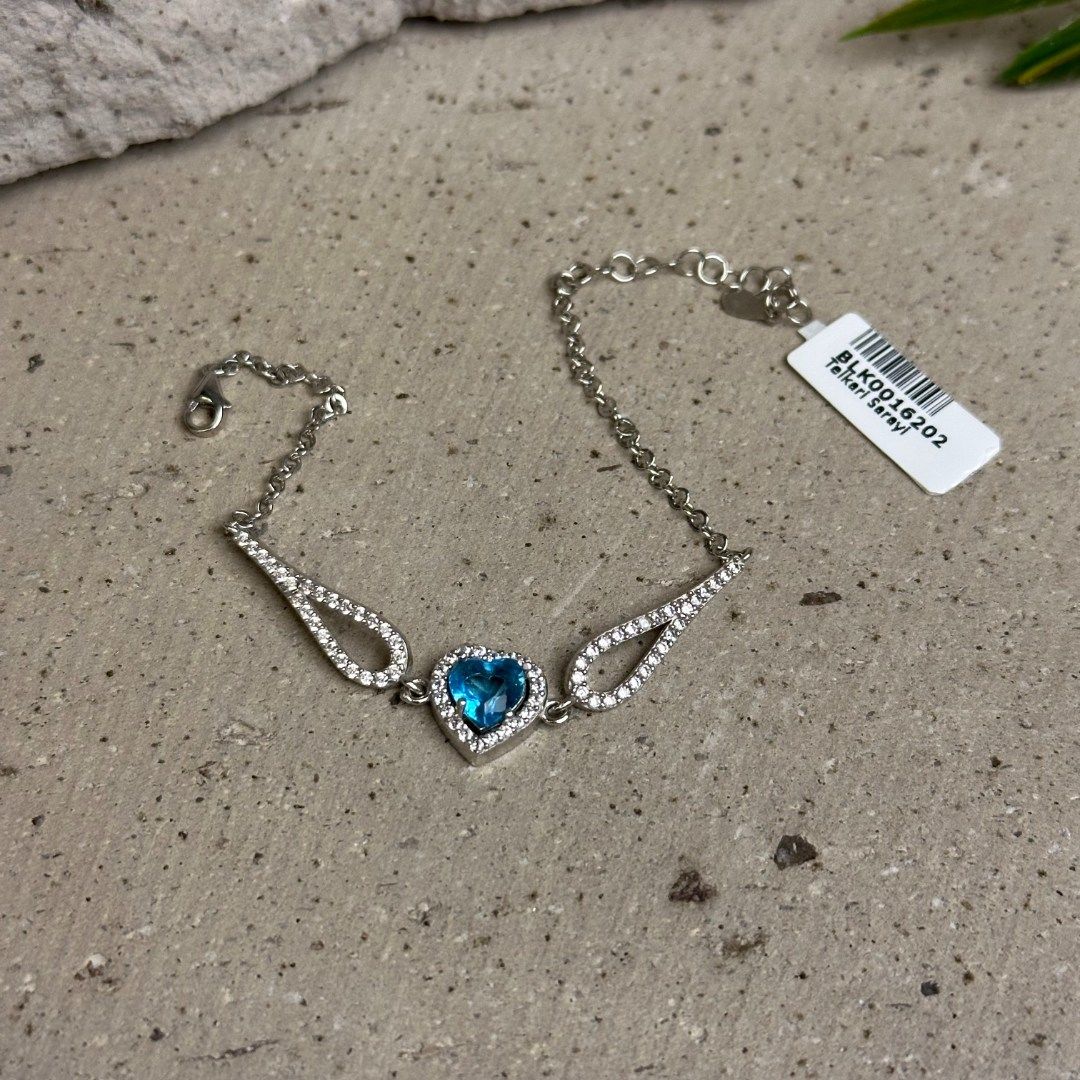 925 Ayar Akuamarin Taşlı Gümüş Bileklik