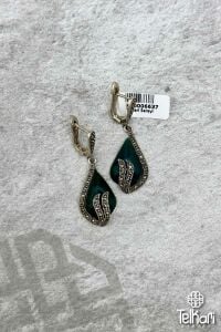 Yeşim Taşlı Gümüş Markazit Küpe