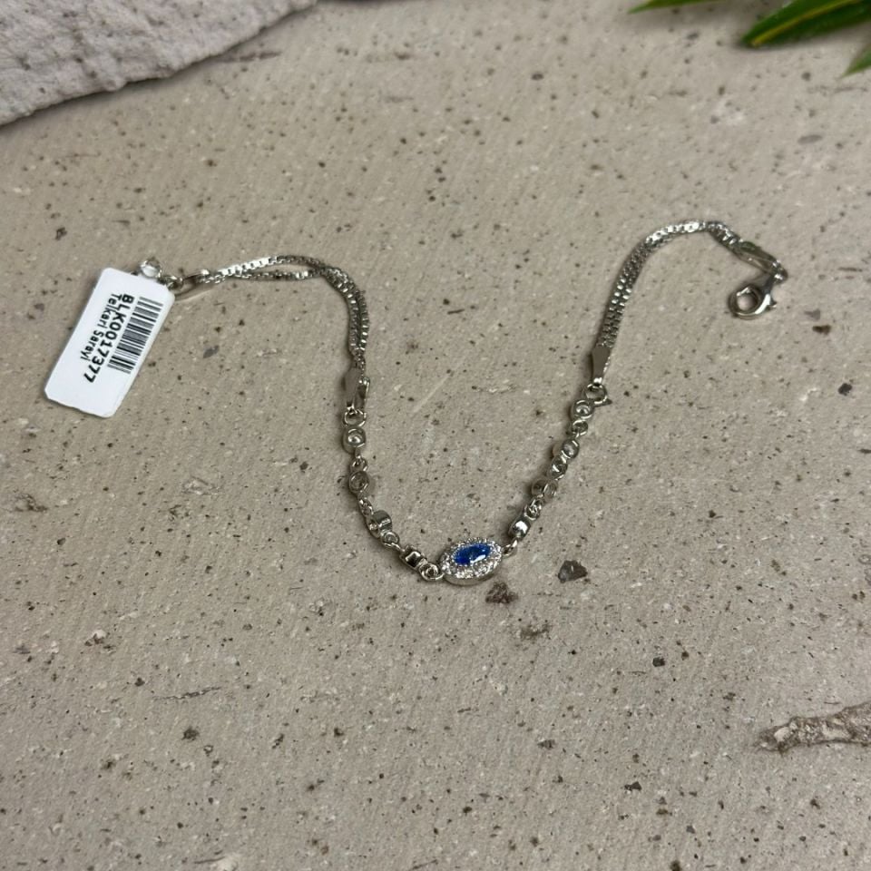 925 Ayar Akuamarin Taşlı Oval Gümüş Bileklik