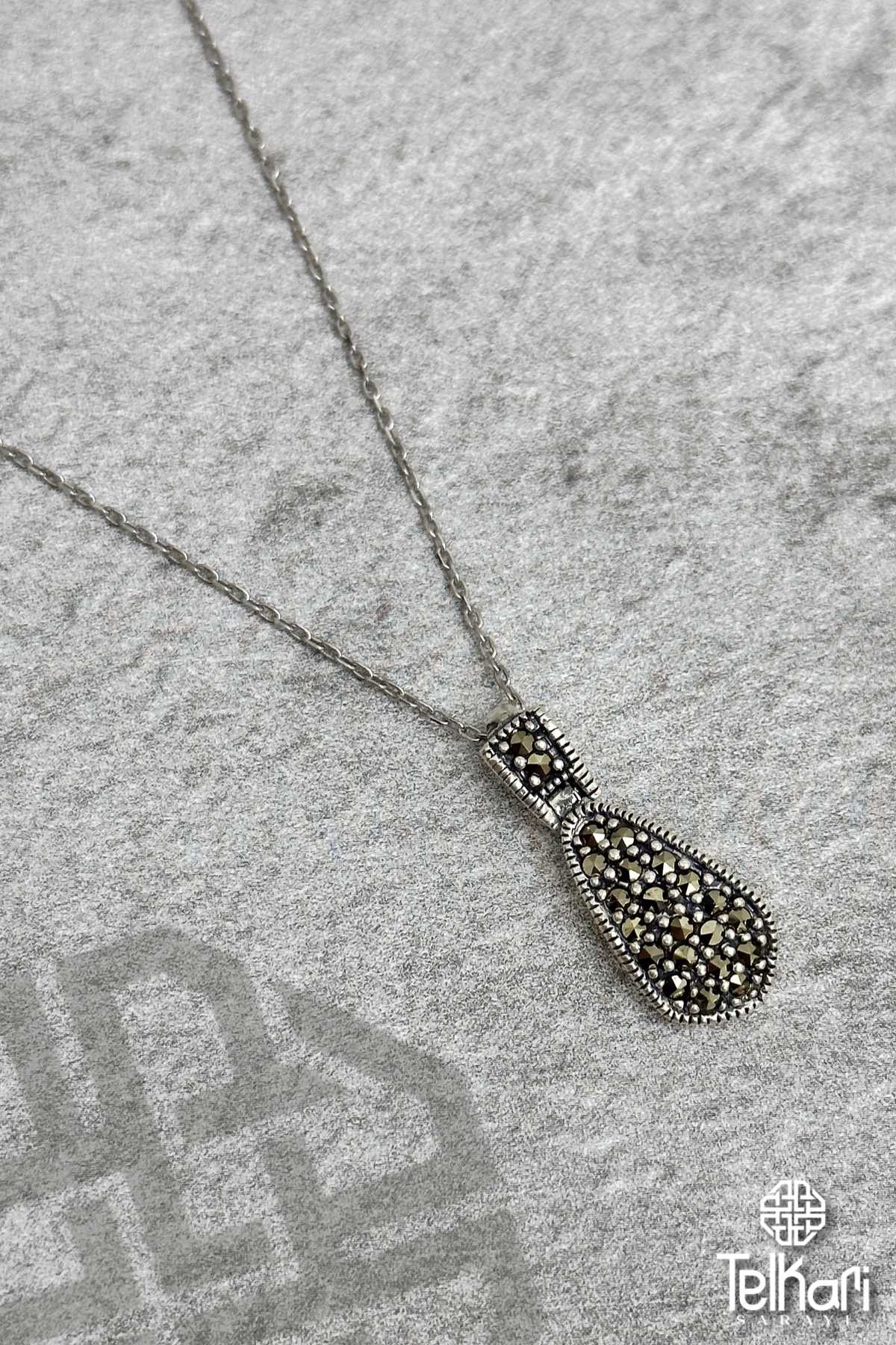 Taşlı Markazit Gümüş Kolye