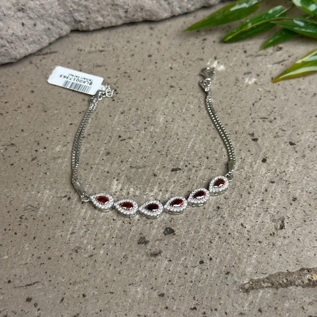 Renkli Zirkon Taşlı 925 Ayar Gümüş Bileklik