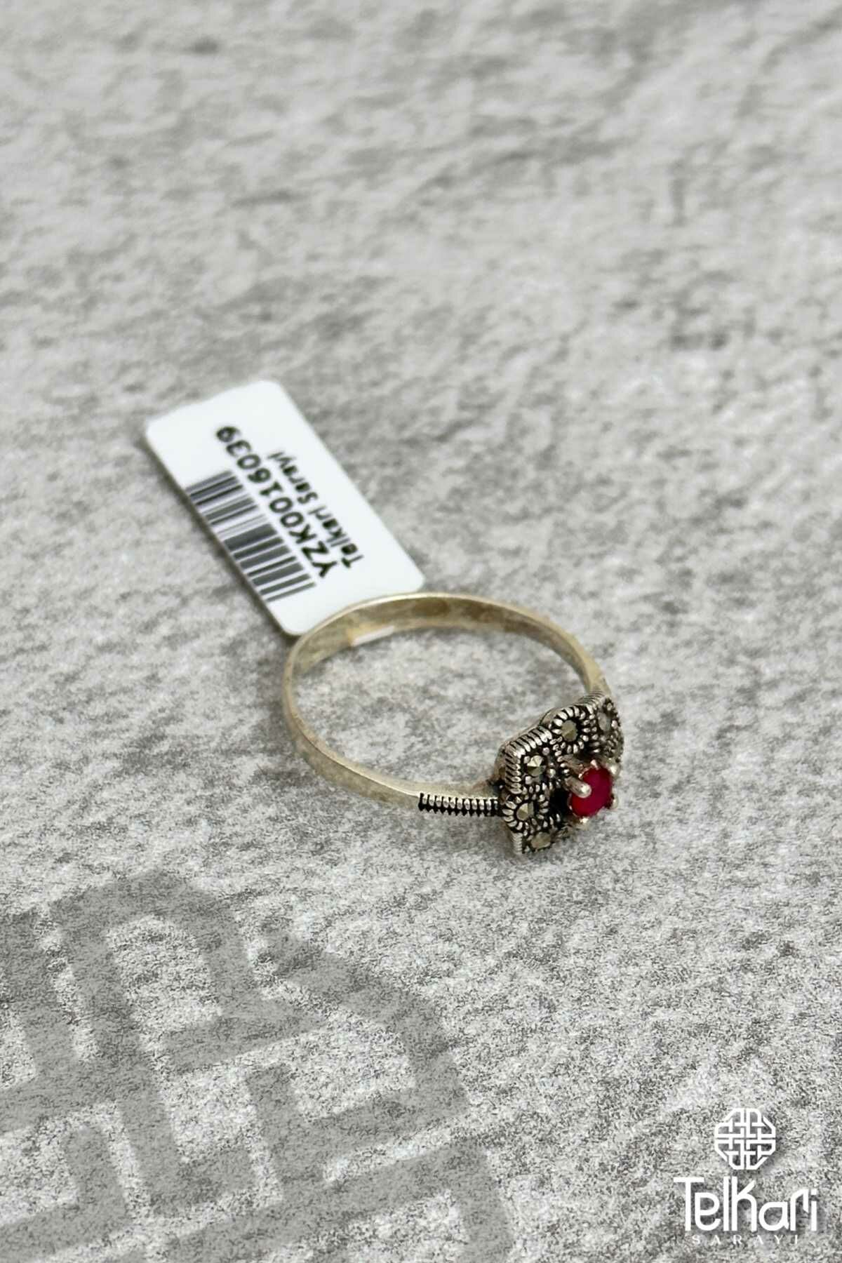 Tasarım Model Kök Yakut Taşlı Markazit Gümüş Yüzük