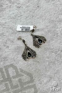 Damla Model Yeşim Taşlı Gümüş Markazit Küpe